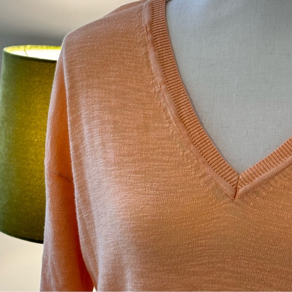 J. Crew Cotton Lightweight V-Neck Pullover Sweater Orange - Size small - Picture 5 of 9